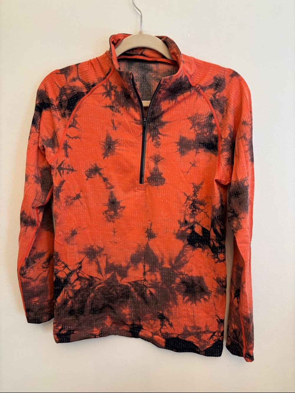 Lululemon Metal Vent Tech 2.0 1/2 Zip Marble Dye Red Grey Men’s XS